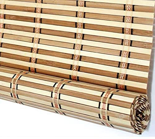 Sh000ad Retro Bambus-Rollos,Natur Holzrollos,70% Verdunkelungsrollo Bambus Jalousine Raffrollo,Sichtschutz,Sonnenschutzvorhang für Fenster und Türen,Balkon,Garten,mit Seitenzug (W 150 x H 280cm)