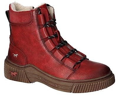 MUSTANG Damen Stiefelette Trendige Schnürboots warm gefüttert 1436-605, Größe:37 EU, Farbe:Rot