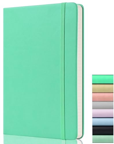 Bullet Journal Puntinato - Dotted Journal Formato A5, 120gsm Carta, 172 Pagine, Quaderno Puntinato A5 in Pelle Vegana, Hardcover, Tasca Posteriore, 2 Nastri di Marca, Bluastro