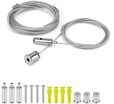 Cavo in Acciaio Inossidabile da 1,5 mm, HASLED Regolabile Kit Filo Cavo in Acciaio in 4 Pezzi, Acciaio Inossidabile Corda 2 M, Fili in Acciaio con Fune Di Regolabile per Foto, Vestiti, Luci