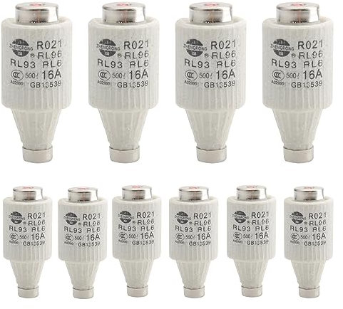 10 Pezzi 500V Fusibile Tubolare Ceramico 16A DII E27 R021, Collegamenti Fusibili gG Diazed 500VAC, Fusibili Diazed Collegamenti Fusibili, Collegamento Fusibile Diazed DII per Protezione Cavi e Linee