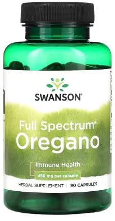 Swanson Cápsulas de Orégano de Espectro Completo, 450mg - Suplemento Natural de Alta Potencia para la Salud Digestiva y Sistema Inmunológico - 90 cápsulas