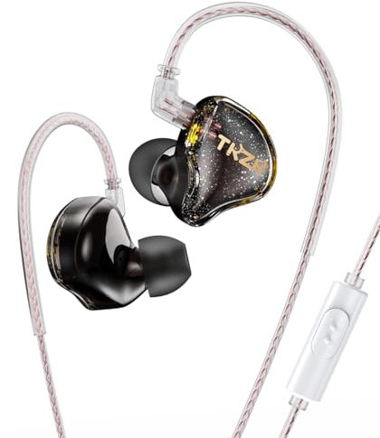 EZ EAR TKZK TK01 Auricular HiFi de Nivel básico, in Ear Monitor de Graves Profundos con Auricular Interno Tesla DD Altamente restaurado con Cable 2 Pin para música, Pop, ACG (Negro, con micrófono)