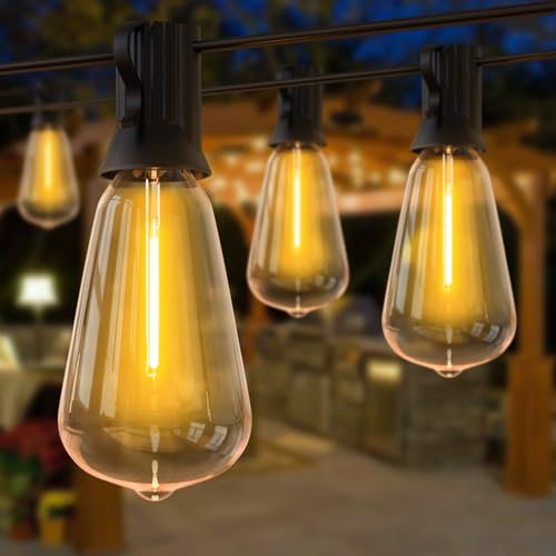 AVANLO Outdoor String Lights 100FT /30.5M Festoon Patio Lights Outside Led Lighting Waterproof Mains Powered with ST38 Shatterproof Vintage Bulbs Connectable for Garden Wedding Balcony