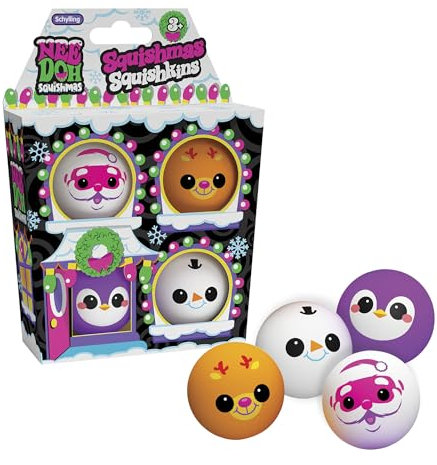Schylling NeeDoh Squishmas Squishkins - Weihnachten Squeeze Spielzeug - 4 Mini Groovy Globs - Alter 3 bis Erwachsene