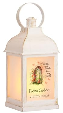 Personalised in Loving Memory in My Thoughts Lantern Light Gift (White)