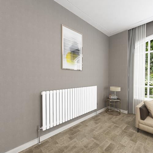 Sky bathroom | 600x1416mm - Modern White Horizontal Single Panel Oval Column Radiator Central Heating Designer Radiator