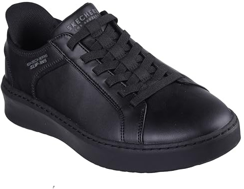 Skechers Men's Court Break-Double Vented Hands Freee Slip-ins Sneaker, Black/Black, 11