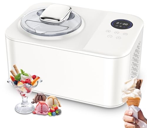 HYQNG Automatic Ice Cream Maker for Home 1.2L Ice Cream Maker with Compressor, Compressor Ice Cream Maker with LCD Display, Refrigerating Machine for Kids, Home, Holiday