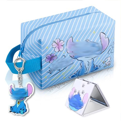Borsa Cosmetica da Viaggio, Trousse Trucchi Ragazza Con Portachiavi, Astuccio Bambina Trousse Trucchi Bambina Borsa da Toilette Viaggio (Blu 2)