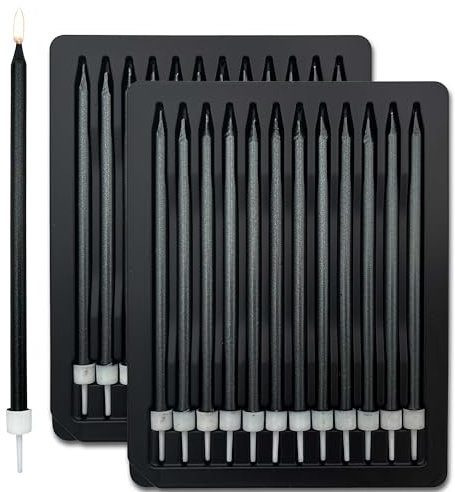 24 pcs 13CM/5.1 inches Long Tall Black Birthday Candles for Cake is Perfect Cake Decorations(24 pcs,Black)