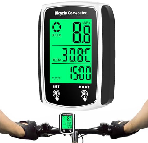 Fahrradcomputer, Fahrradcomputer - Kabelgebundener Tachometer Wasserdicht für Fahrräder, Mph Hintergrundbeleuchtung, 19 Kilometerstandfunktionen im Freien, Auto Wecker, Zubehör