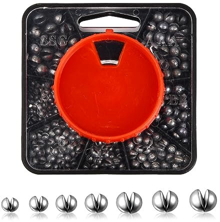 Dokeno Plomo de Pesca179pcs, Plomada De Pescacon Caja de Almacenamiento, Plomo De Pesca para Pescar, Split Shot Plomos Pesca 7 Tamaños Estándar, 0,2g/0,35 g/0,4 g/0,6 g/0,8 g/1 g/1,5 g
