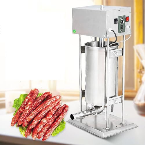 CGCSYZ Electric Sausage Stuffer, 3L/5L/7L/10L Vertical Sausage Maker with 4 Replaceable Nozzles, Stepless Speed Regulation and Automatic Exhaust, 60-100KG/H Production, for Home, Restaurant(