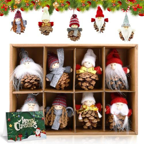 UCAMP Weihnachtswichtel Anhänger Christbaumschmuck,Wichtel Weihnachtsbaumschmuck,Mini Wichtel Baumschmuck Weihnachten,Weihnachtswichtel Klein Tannenzapfen Deko,Weihnachtsbaumschmuck Decoration