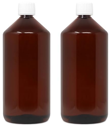 DistrEbution Leerflasche Laborflasche 1000ml braun mit Deckel lebensmittelecht 2 Stück