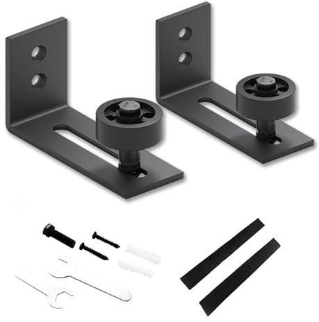 2 Pack Sliding Barn Door Bottom Guide,Adjustable Floor Guide,8 Setup Options Sliding Door Guide,Quiet,Easy to Install(Black)