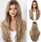 OUFEI Ombre Ashblonde Perücken für Frauen Lange Perücke mit Pony Natürliche Gerade Perücken Synthetisches Haar Hitzebeständige Perücken für Die Tägliche Party Cosplay Wear