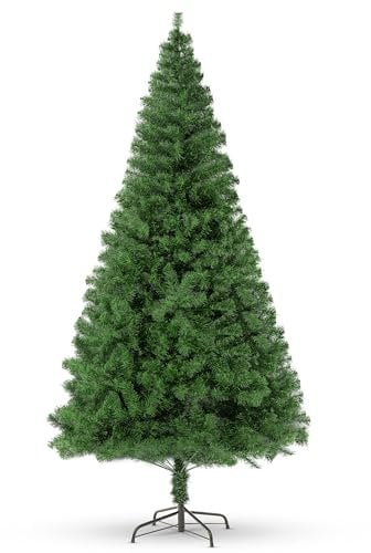 LOIBUYZ Christmas Tree, Premium Artificial Green Xmas Tree – Foldable Bushes Xmas Pine Tree, 3FT, 4FT, 5FT, 6FT, 7FT, 8FT Xmas Home Decorations, with Metal Stand (7FT)