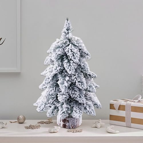 Décorations de Noël - Petit sapin de Noël - Mini sapin de Noël - Mini sapin de Noël - Bouteille - Brosse - Faux arbre avec base en bois pour décoration de table