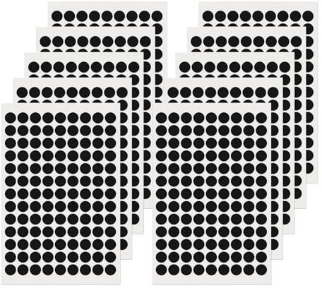 FINDAT Klebepunkt Etiketten 13 mm Rund Kleine Wasserfeste Markierungspunkte Selbstklebende Aufkleber zum Beschriften für Büro Haus Schule DIY 1170 Stück Schwarz