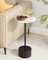 HEYZOEY Beistelltisch, Kleiner rund Cocktailtisch, Holz Couchtisch mit Marmormuster, Getränketisch für kleine Räume,Wohnzimmer,Schlafzimmer,Marmormuster& Schwarz