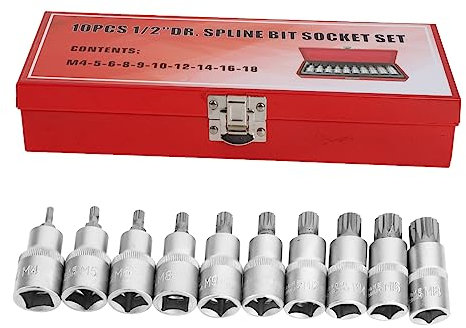 DOITOOL 10pcs Spline Bit Socket Set Chrome-Vanadium Steel Triple Square Socket Tool Kit