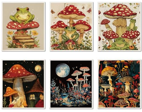 CREATCABIN 6Pcs Swedish Dishcloths for Kitchen Reusable Swedish Dish Towels Absorbent Swedishs Dish Cloths Rags Washable Sponge Cleaning Cloths Wipes No Odor Quickly Drying Mushroom Frog 7.6x6.7Inch