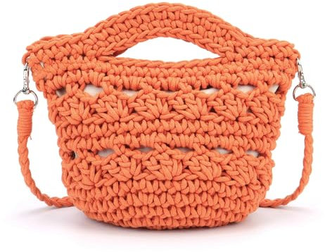 Ayliss Straw Crossbody Bags for Women Straw Beach Bag Tote Shoulder Top Handle Satchel Clutch Purse for Summer Beach, Orange, One Size