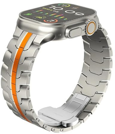 yeziu Correa de titanio de lujo para Apple Watch Ultra 2 (49 mm, 45 mm, 44 mm y 42 mm) y acero inoxidable para Apple Watch 9, 8, 7, 6, 5 SE.(Titaniumo,38/40/41mm)