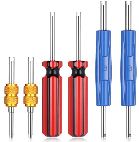 Aphumedc 6 Stück Ventilausdreher Reifenventilentferner Ventil Reparatur Ventilschlüssel 2 Seitig Ventilausdreher Einsatz Kern Werkzeug Ventilkern-Entferner für Auto Motorrad Fahrrad(Rot Blau Gold)