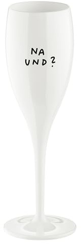 Koziol Glas mit Spruch CHEERS No. 1, bruchsicheres und stoßfestes Sektglas, aus thermoplastischem Material, isoliert 4x besser als Glas, 100 ml, 1 Stück
