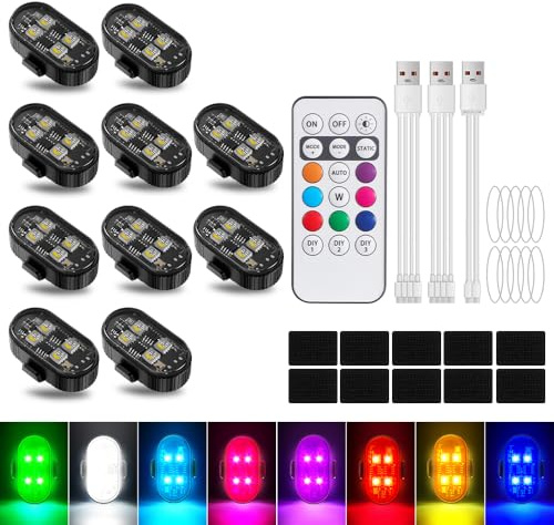 Lumières Stroboscopiques pour Drone, 8 Couleurs, étanches, Anti-Collision, avec télécommande, Stroboscope pour Drone, Chargement USB, pour Drone, Camion, Moto, vélo