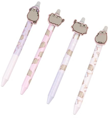 Grupo Erik Pusheen Cat Erasable Pens Blue - Stationery Supplies Gifts | Gel Pen Set of 4 Blue Pens, Back to School Supplies, Erasable Pen Stationery Set | Pusheen Gifts for Cat Lovers, Kawaii Gifts