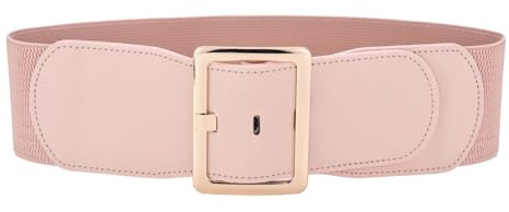 GIYXHU Elastischer Gürtel für Damen Women Dress Waist Belt Stretchy Elastic Vintage Belts for Metal Buckle(95cm(Waist 85-125cm),7.5-6 Pink)