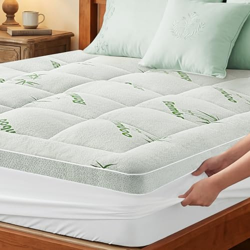 Matratzentopper 160x200 cm, Matratzenauflage aus Bambusfaser-Viskose | 1000g/m² Weicher Matratzen Topper, Mattress Topper mit Taschen bis 40cm, Matratzenauflage atmungsaktiv & maschinenwaschbar