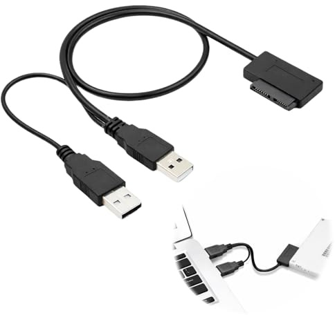 AYHYHLJZJ SATA-Kabel, Version mit Dualem USB auf SATA 7+6 13-Poliger Adapter für CD/DVD-ROM Laufwerk, Laptop, SSD und HDD, Plug & Play, keine externe Stromversorgung erforderlich, SATAS to USB