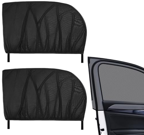 2 Pezzi Zanzariera Auto Finestrino Laterale, Tendine Auto Finestrini Laterali in Rete Traspirante Elastico e Ventilato Anti Zanzara Design a Calza Sospesa Universale per la Maggior Parte dei Veicoli