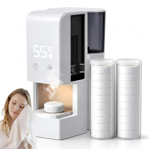 2026 Upgraded Smart Hot Towel Dispenser, 5-Second Fast Heat with 80 Compressed Towels, Automatic One-Click Start Intelligent Temperature Control for Spa, Home & Salon