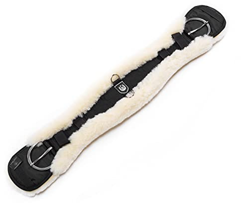 CHRIST Lammfell Western-Sattelgurt KONTURGURT von Werner anatomisch geformter Westerngurt (Kurzgurt), echtes Fell in schwarz-Natur, Länge 85 cm