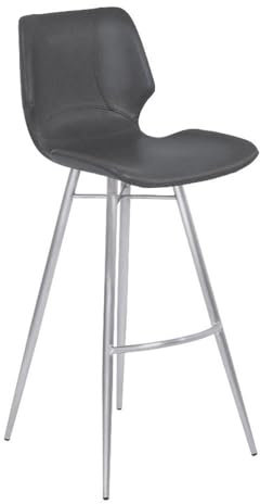 Armen Living lczubavgbs26 Zürich 66 cm, die Höhe Barhocker in Vintage Grau Kunstleder und gebürstetem Edelstahl Finish