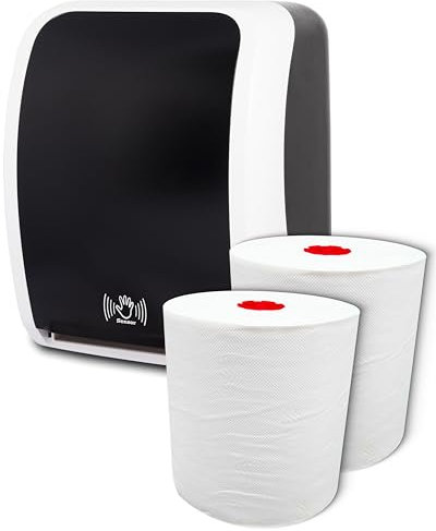 Blanc HYGIENIC Set: Handtuchrollenspender Sensor, berührungslos, Blanc Cosmos 2 Handtuchrollen Premium TAD - PRODUKTSET Farbe Schwarz/Weiß