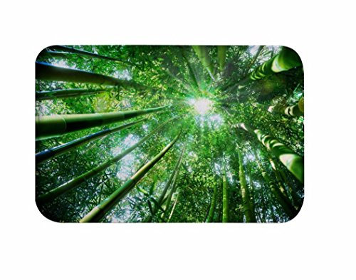 A.Monamour Badematten Badteppiche Badvorleger Sonnenschein Durch Grüne Bambus Bäume Wald Natur Landschaft Drucken Flanell Bad Teppiche Fußmatten Boden Teppiche Für Küche 40x120cm