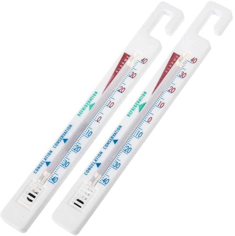 SIDCO Kühlschrankthermometer 2 x Thermometer Analog Kühlbox Kühlschrank weiß