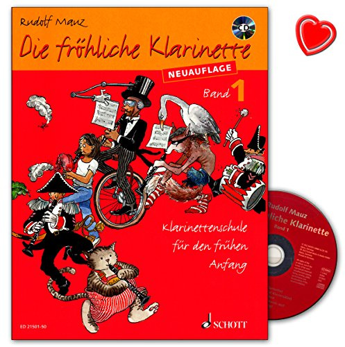 Die fröhliche Klarinette 1 - Klarinettenschule für den frühen Anfang (Überarbeitete Neuauflage) / Lehrbuch mit CD und bunter herzförmiger Notenklammer/ED 21501-50/97837957476