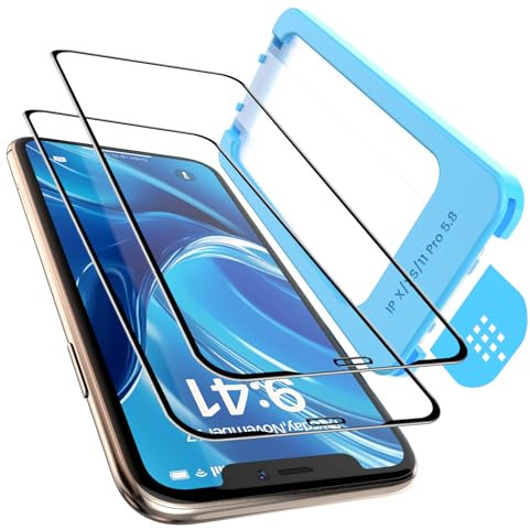 DEINODON Premium für Panzerglas für iPhone 11 Pro/XS/X [Full Screen], [Auto-Installation] 100% Ohne Blasen, Ultra Hart 9H+ Schutzglas Stoßfest Kratzfest Hüllenfreundlich Keine Fingerabdrücke, 2 Stück