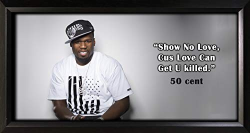 50 Cent framed photo with motivational quote display
