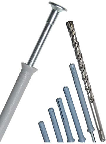 Nageldübel Senkkopf 8x50 mm 1000 Stück | SET inkl. 1 Hammerbohrer 8x160/100 mm | Dübel aus NYLON | Perfekte Schnellmontage mit hohen Auszugswerten in Vollbaustoffen | Made in Germany