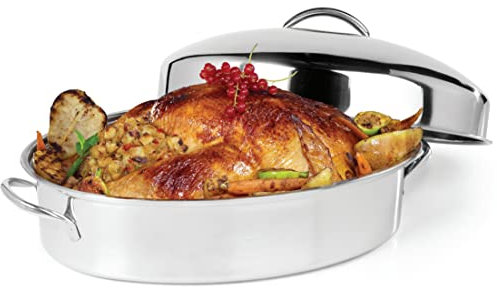 Ovente CWR32161 - Fuente de horno ovalada (acero inoxidable, tapa y estante, 40,6 cm)
