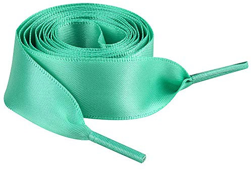 Jamron Flach Seide Satin Band Schnürsenkel 2CM Breit für Turnschuhe Ballerinas Pumps P13 Jadegrün 120CM